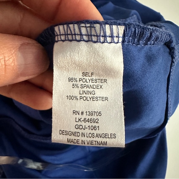 EMERALD SUNDAE | Draped-Neck Bodycon Dress  | Blue | Size: L - Picture 9 of 11